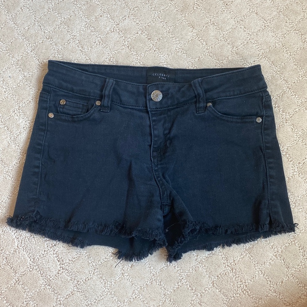 Celebrity Pink Black cutoff denim shorts
